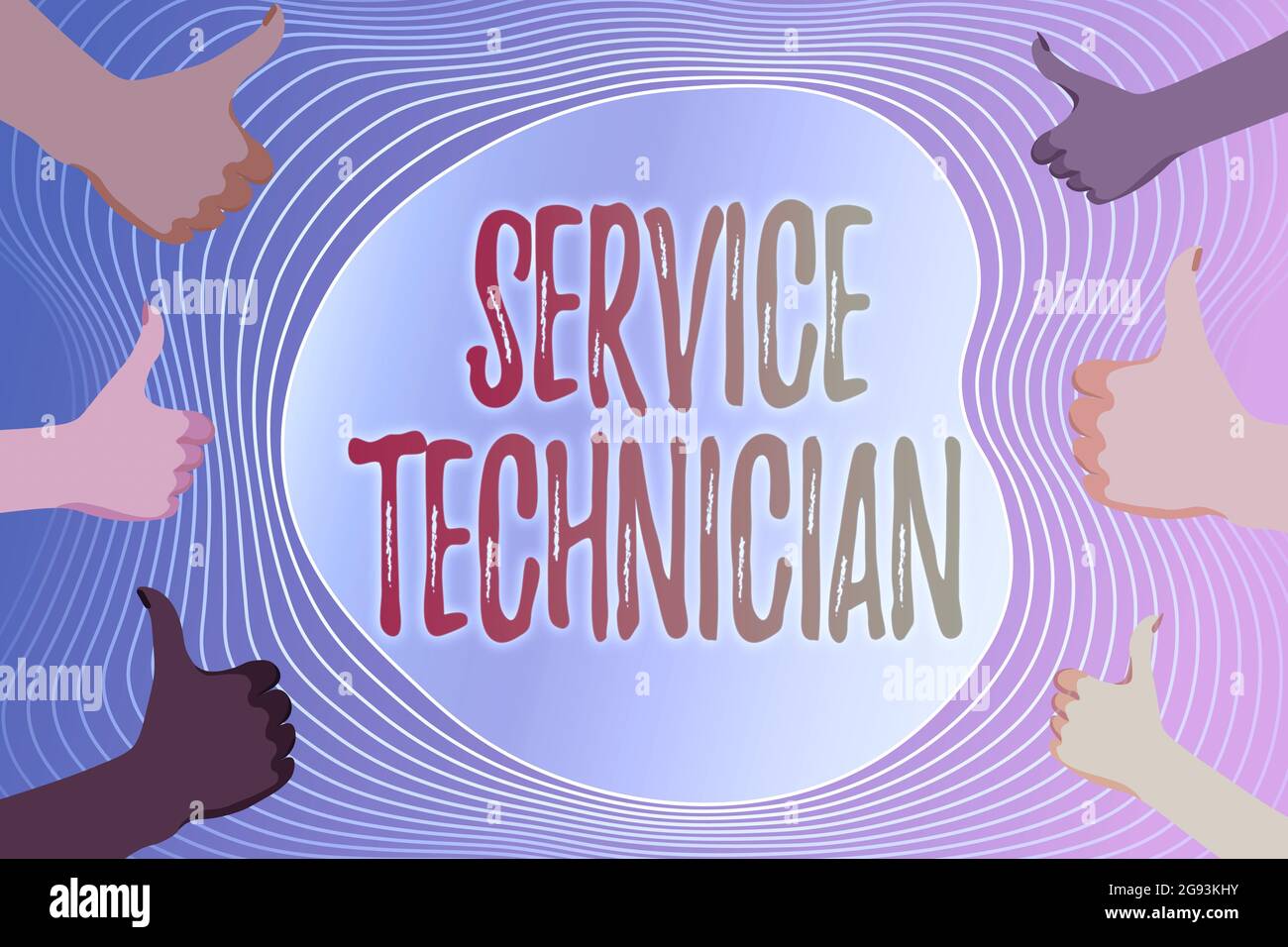 Text caption presenting Service Technician. Concept meaning Managing ...