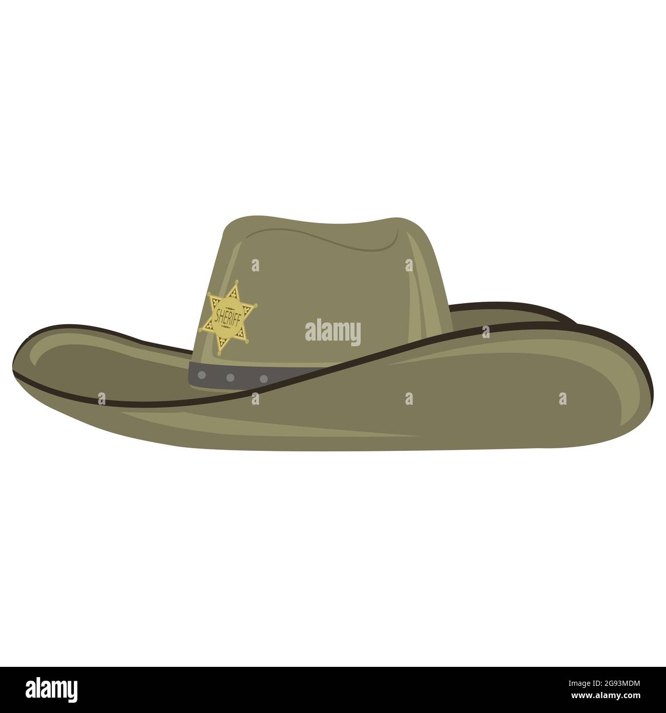 Old West Sheriff Hat Isolated on White Background Stock Vector