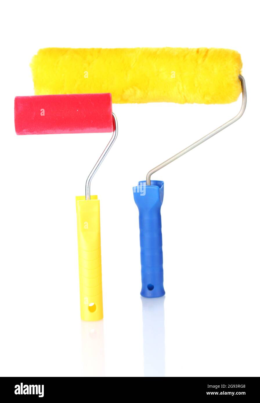 Paint rollers isolated on white Stock Photo Alamy