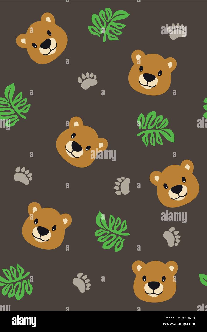 Bear illustration seamless pattern on dark background Stock Vector Image &  Art - Alamy