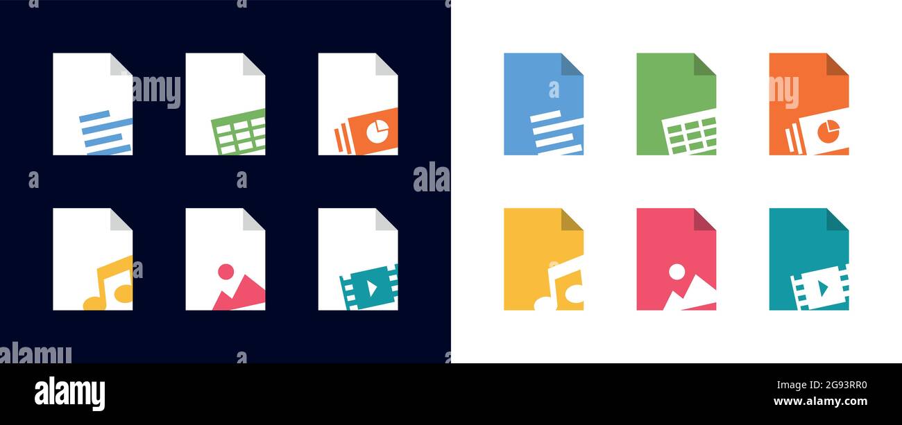 File type icons pack for download links Stock Vector