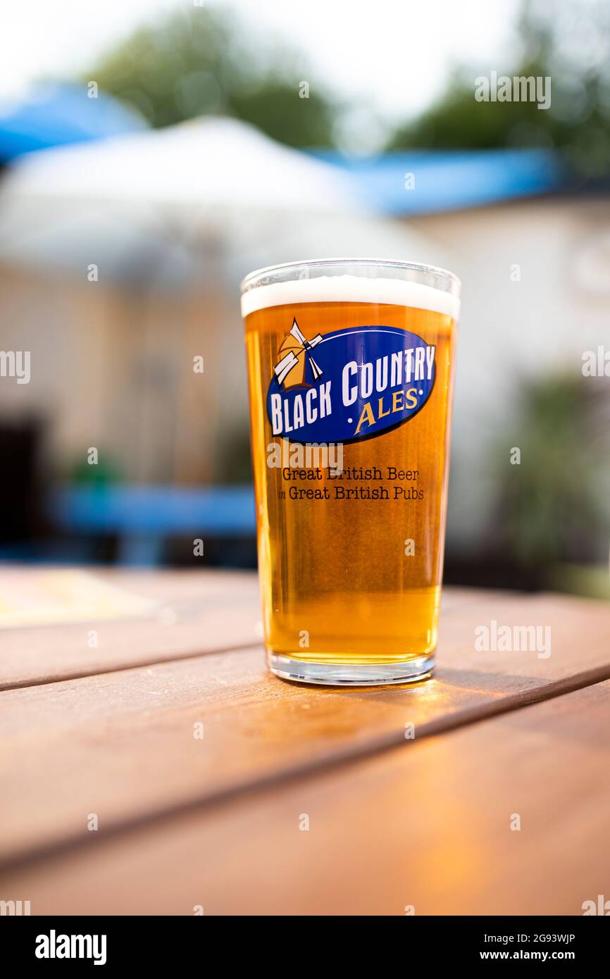 Black Country Ales pint of real ale beer in a beer garden in the UK Stock Photo