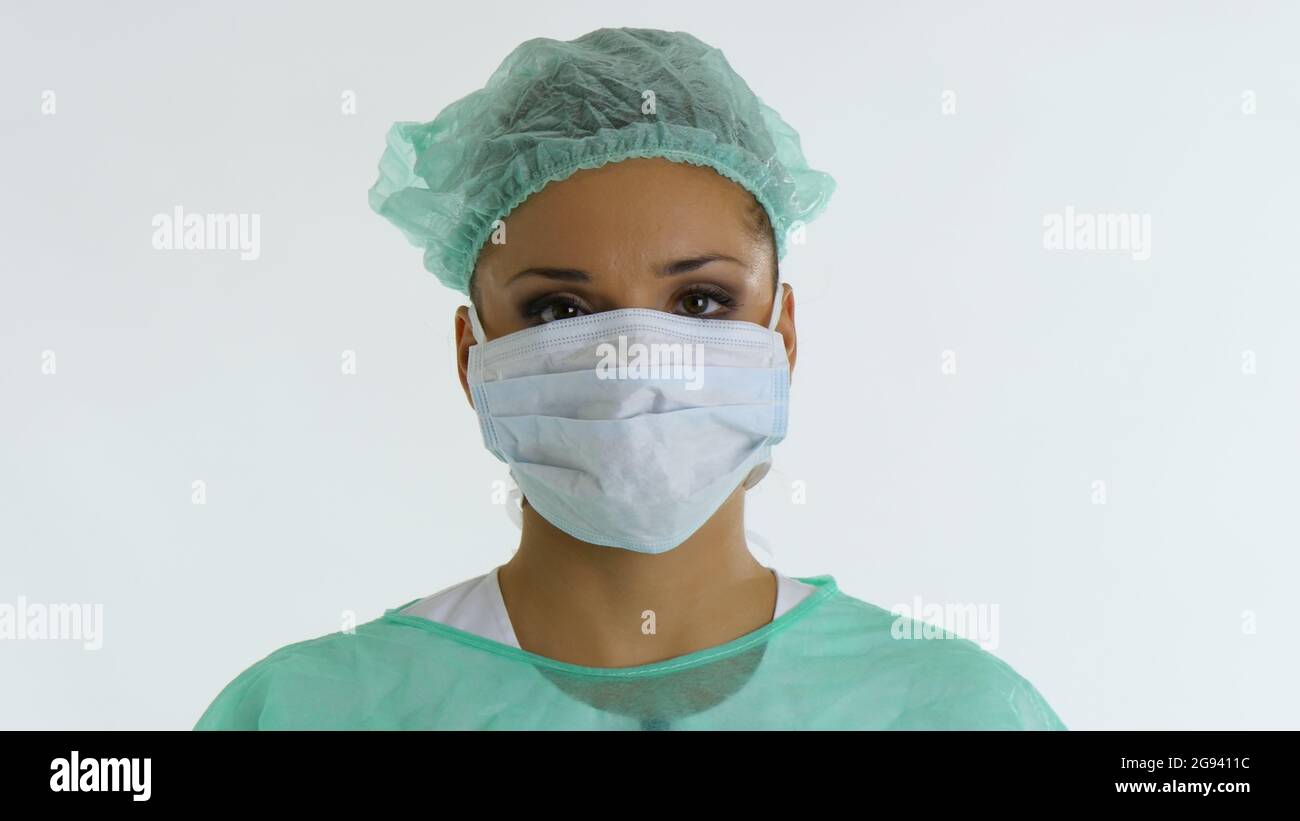 Close up of a female surgeon's face Stock Photo