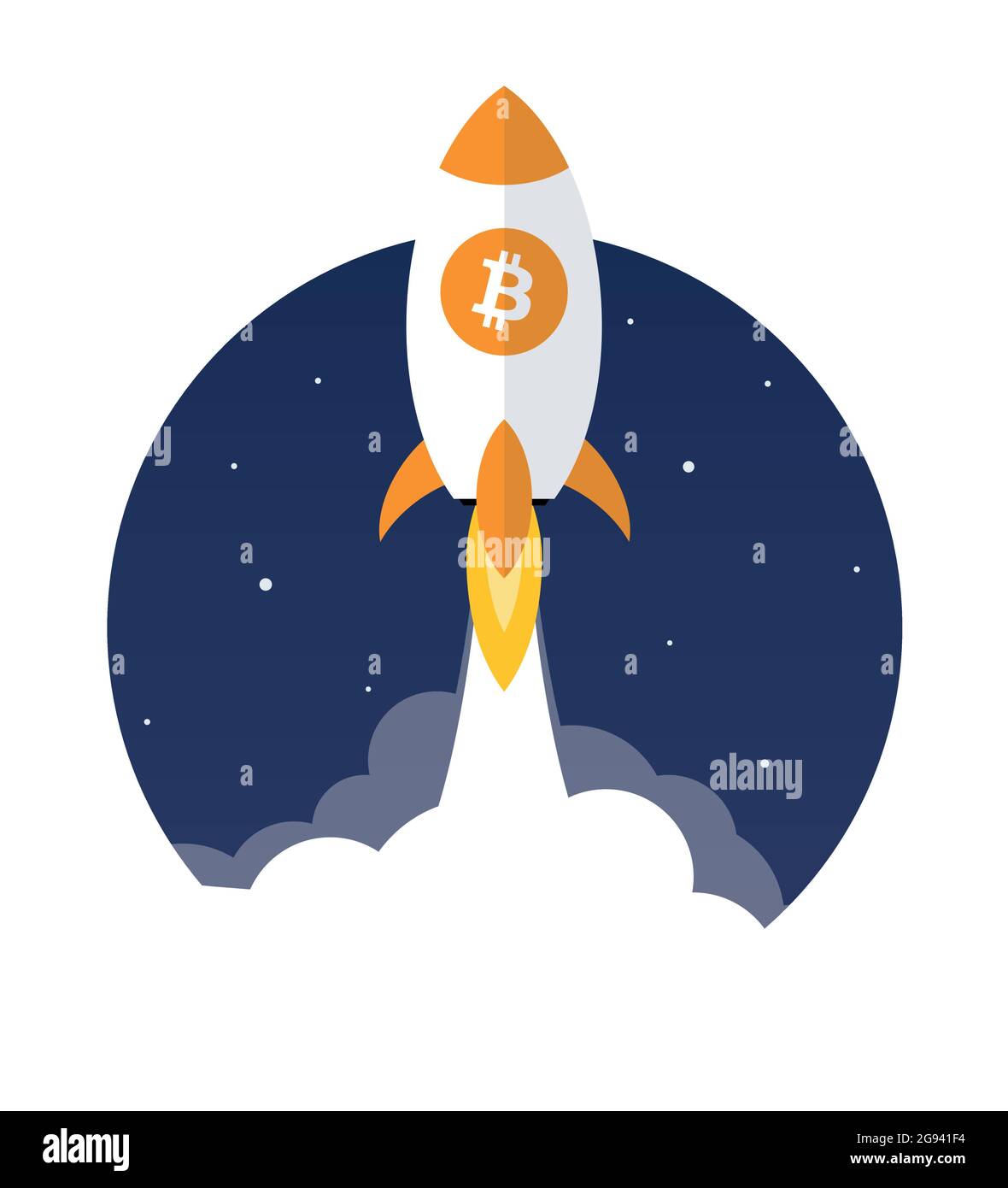 bitcoin spaceship starts to the moon, isolation Stock Vector Image & Art -  Alamy
