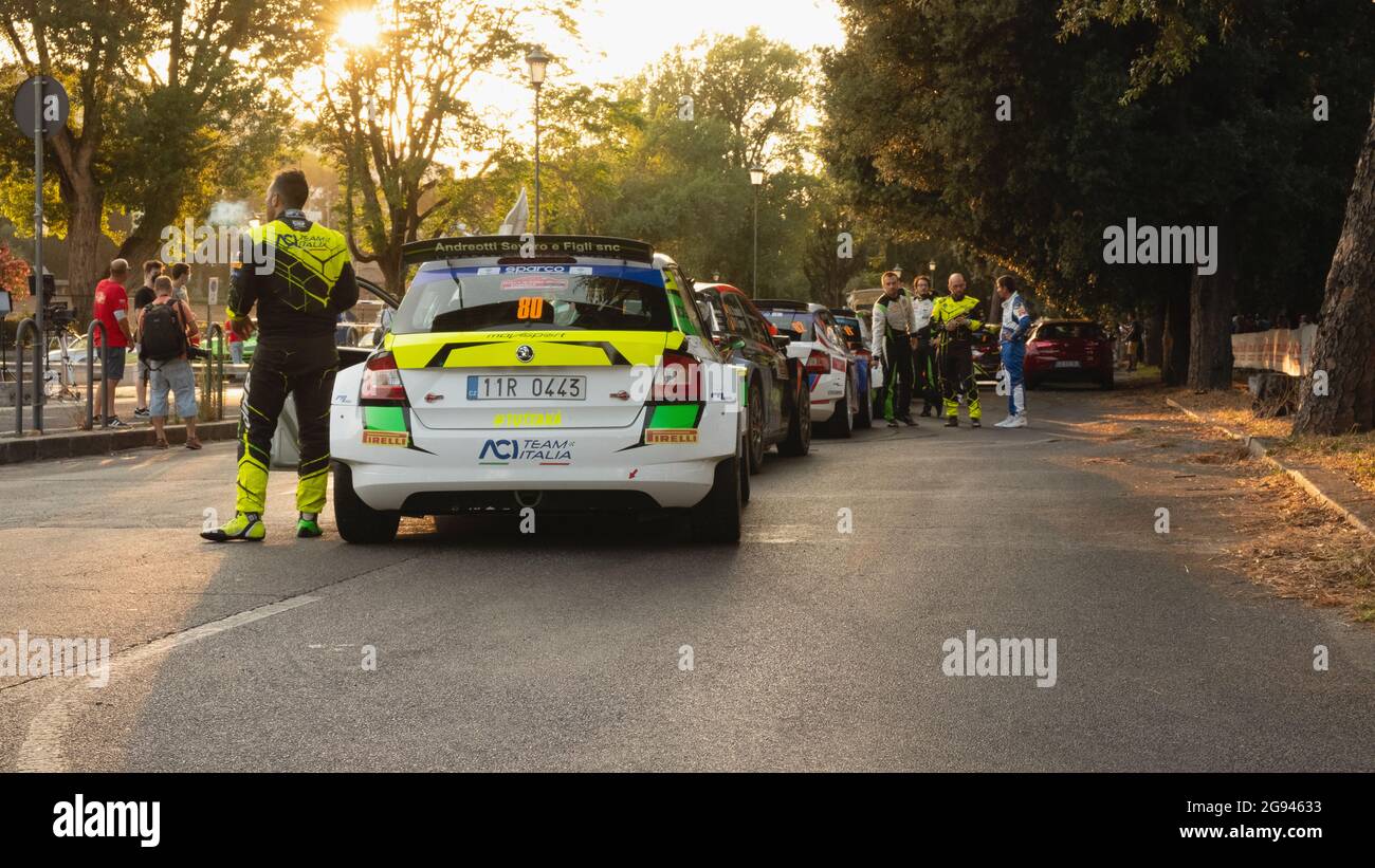 Cars attending the race near Terme di Caracalla at stage SSS0 during Rally di Roma Capitale , Rome , Italy, July 23rd, 2021 Stock Photo