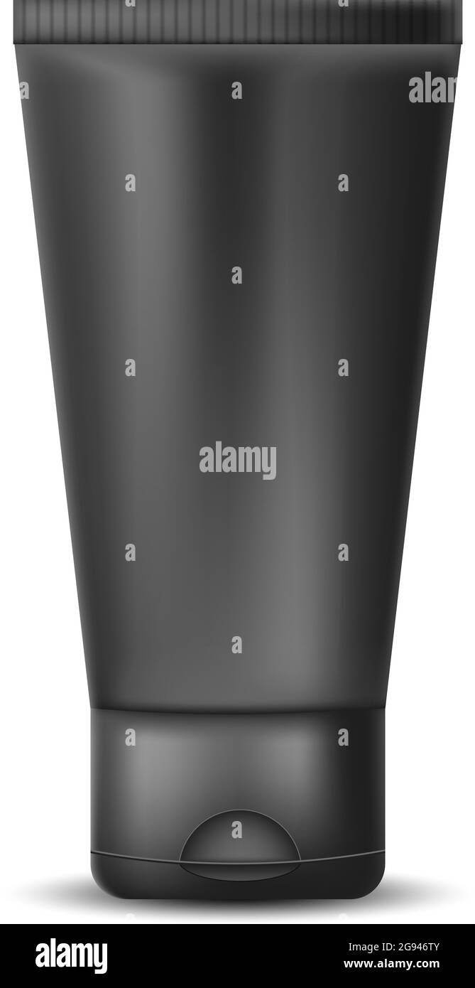 Black realistic blank tube for toothpaste, cream, lotion, gel, paint ...
