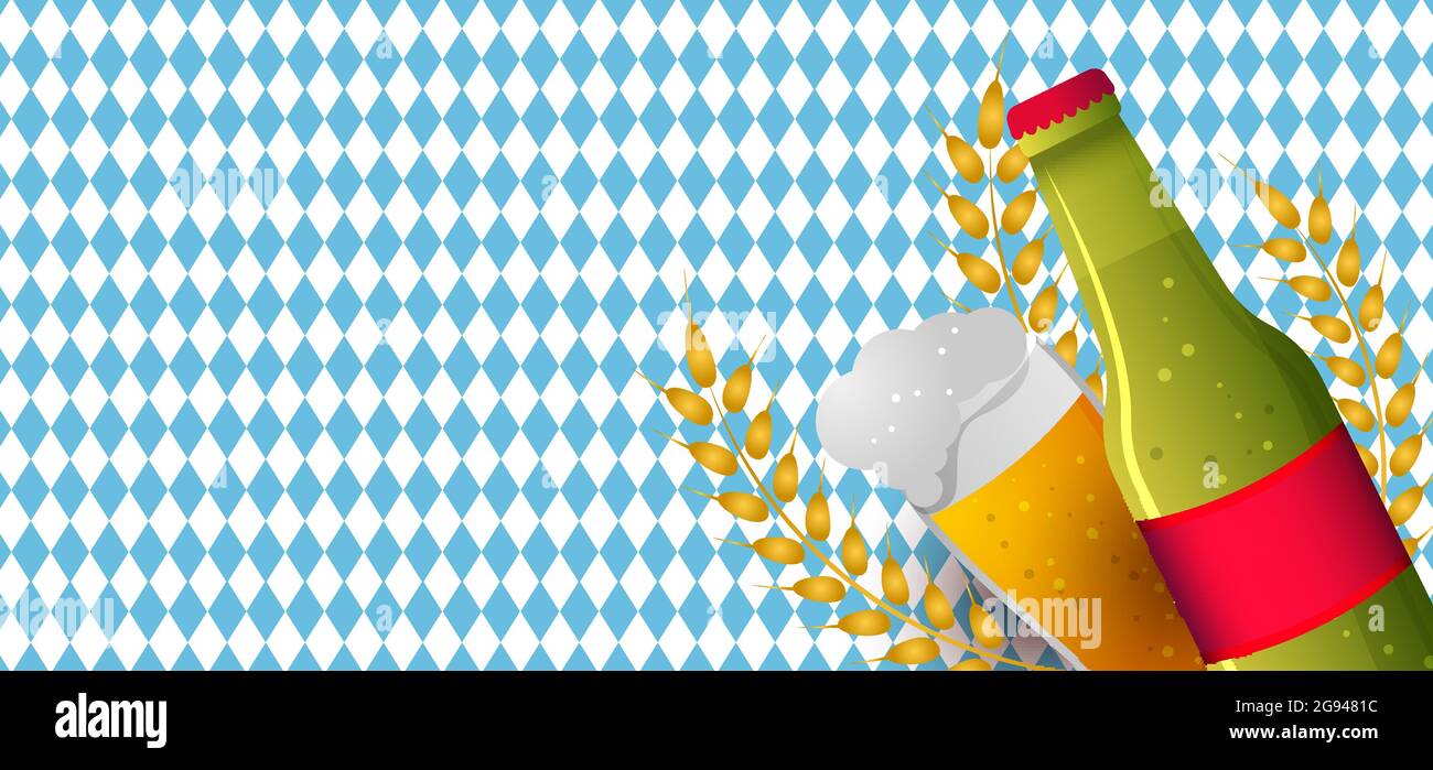 Oktoberfest beer background. Vector illustration with a bottle and ...