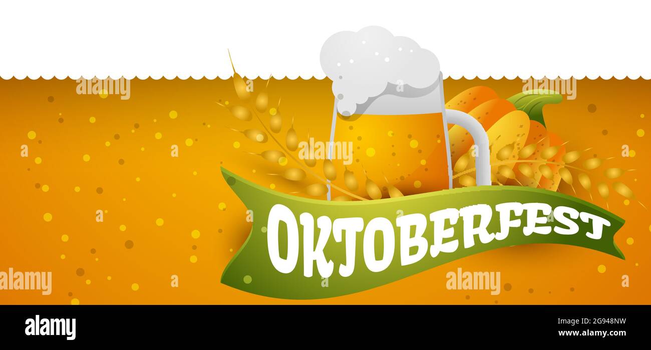 Oktoberfest beer background. Vector illustration with a glass and wheat ...