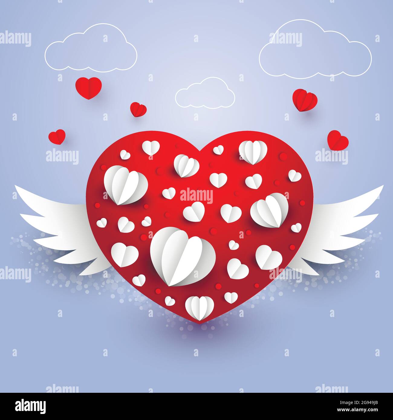Paper cut love heart with wings for Valentine's day or any other Love ...