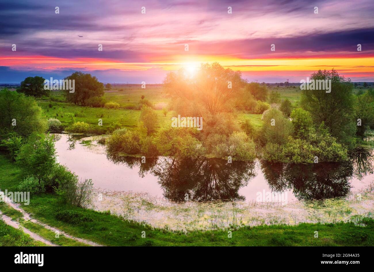 Summer Rural Backgrounds Rural summer sunset Stock Photo - Alamy
