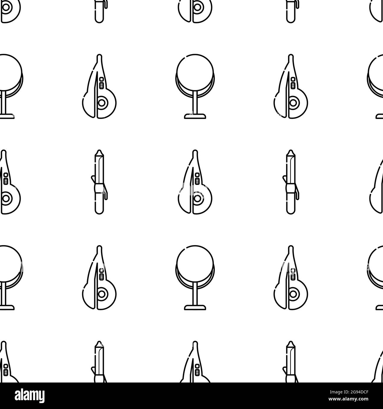 Vector seamless monochrome pattern for hairdresser. Tools for the master in the beauty salon. Hair dryer for drying hair. Linear style vector objects Stock Vector