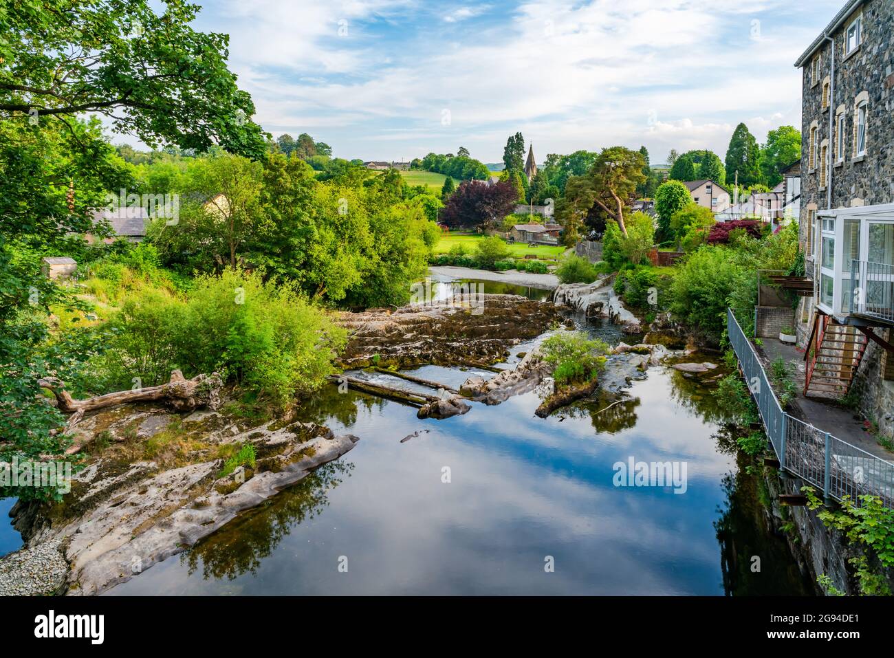 View of the River Wye in Rhayader, Elan Valley, Wales Stock Photo