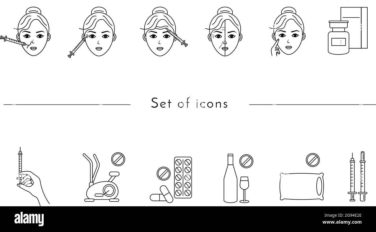 Beauty injection line icon. Woman, face, medical syringe, botox. Beauty care concept. Can be used for topics like rejuvenation, aesthetics, cosmetolog Stock Vector