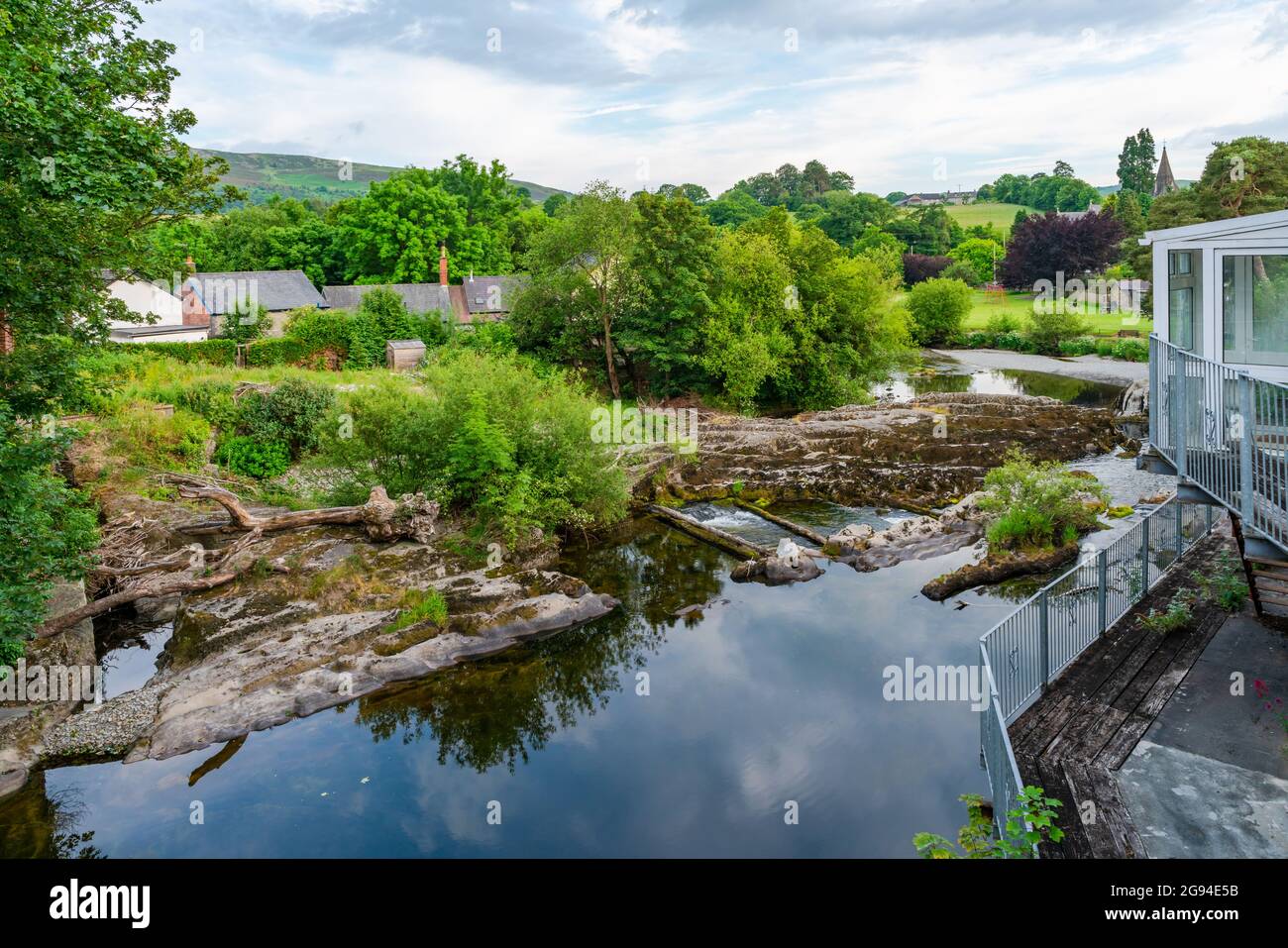 View of the River Wye in Rhayader, Elan Valley, Wales Stock Photo