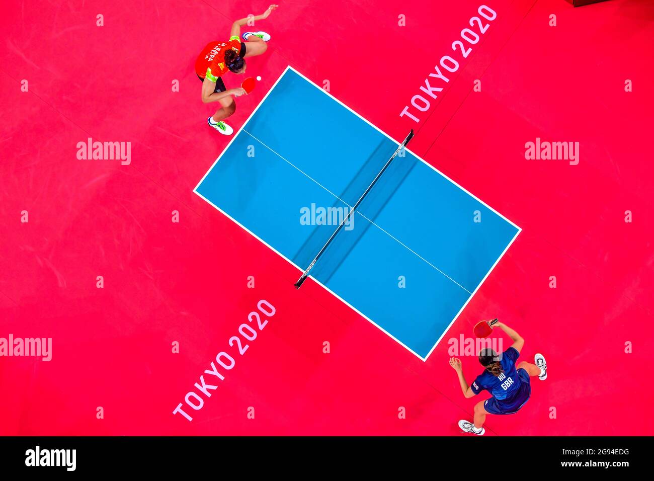 Tokyo, Japan. 24th July, 2021. Manika Batra (L) of India serves during