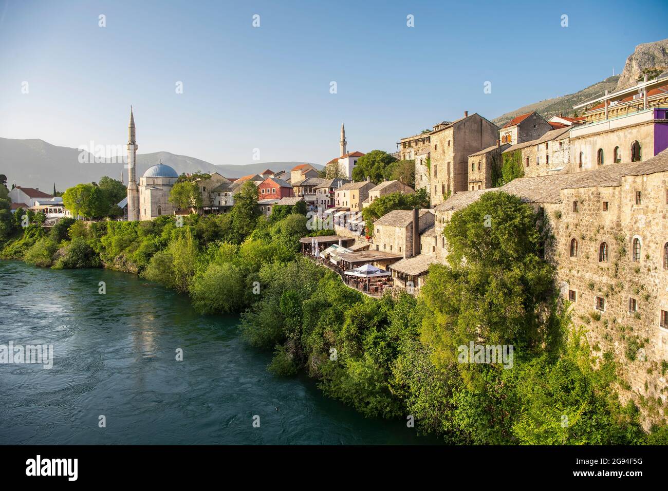 scenic image of the Neretva River in Mostar Stock Photo