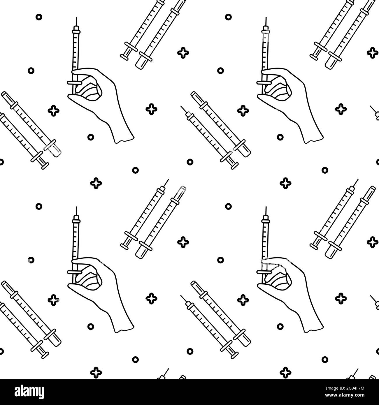 Vector flat seamless pattern. Beauty injections, mesotherapy, rejuvenation. Used for websites, wallpapers and textiles. Stock Vector