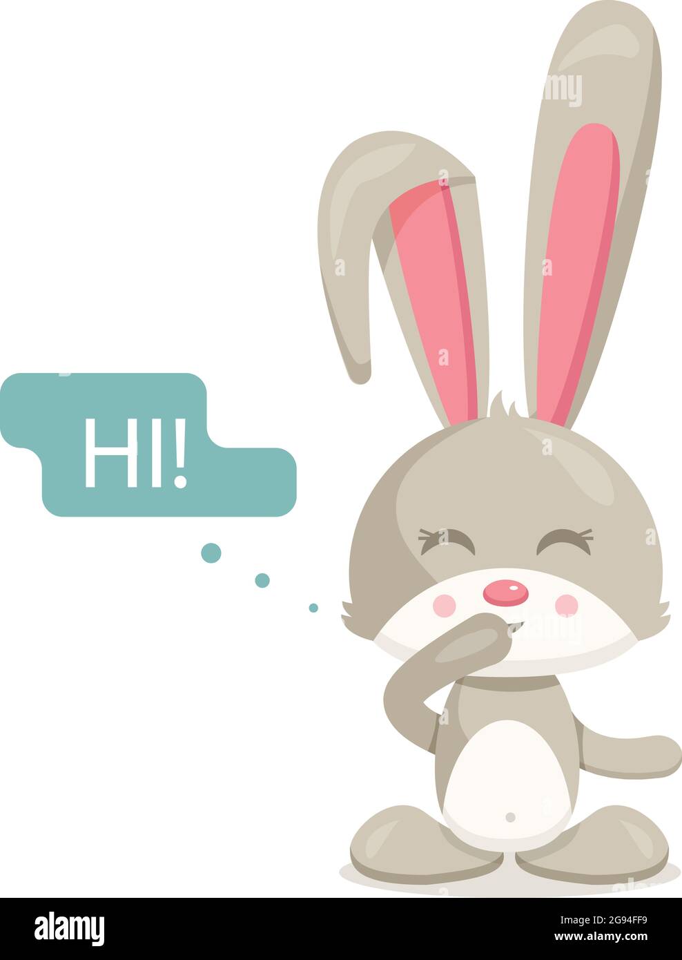 Happy rabbit vector character on white background. Flat illustration in cartoon style. Stock Vector