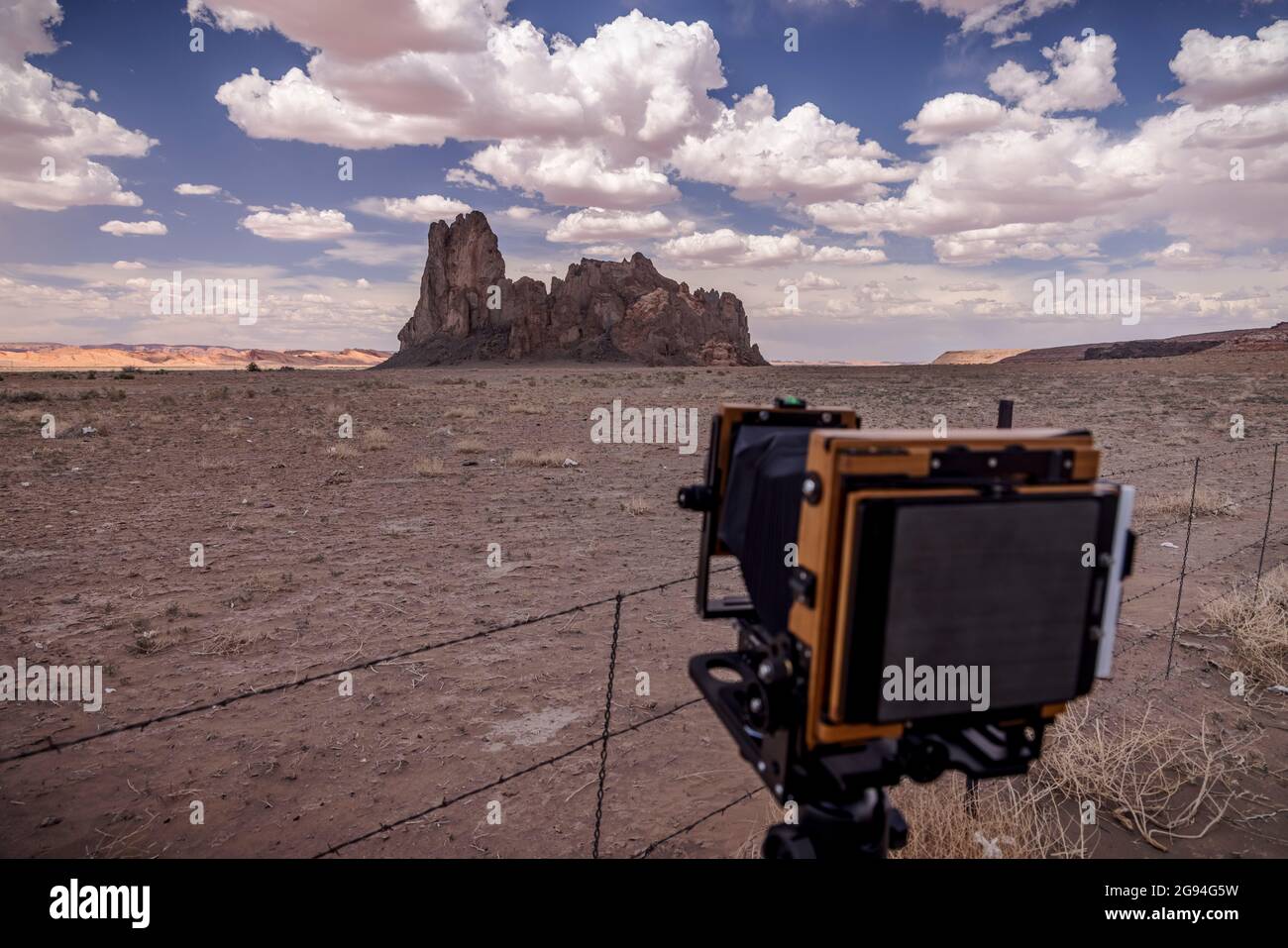 Film camera used to photograph near Monument Valley, Arizona. Stock Photo