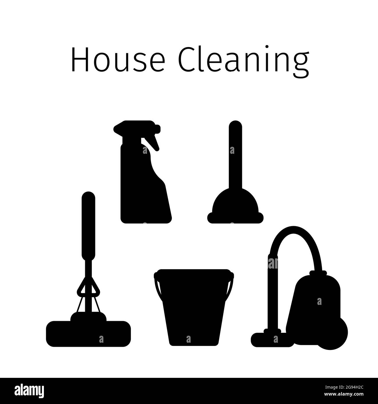 Vector set of flat icons for cleaning tools at home. Isolated objects ...
