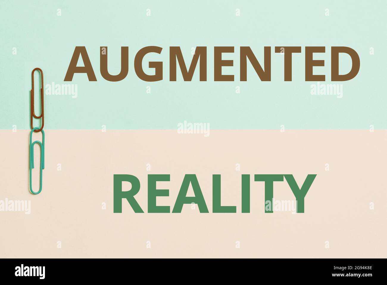 Sign displaying Augmented Reality. Business overview interactive experience of a realworld environment Two Objects Arranged Facing Inward Outward On a Stock Photo