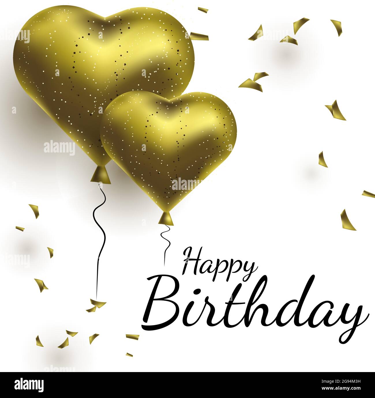 Vector illustration with gold balloons in the shape of heart ...