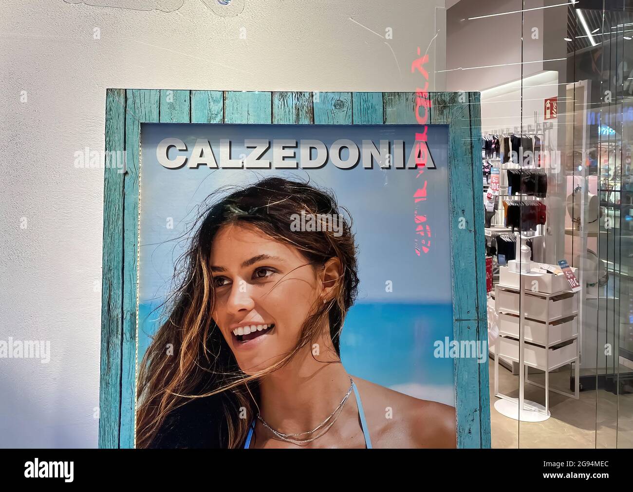 Monchengeldbach, Germany - July 24. 2021: View on store entrance with logo  lettering of calzedonia in german shopping mall Stock Photo - Alamy