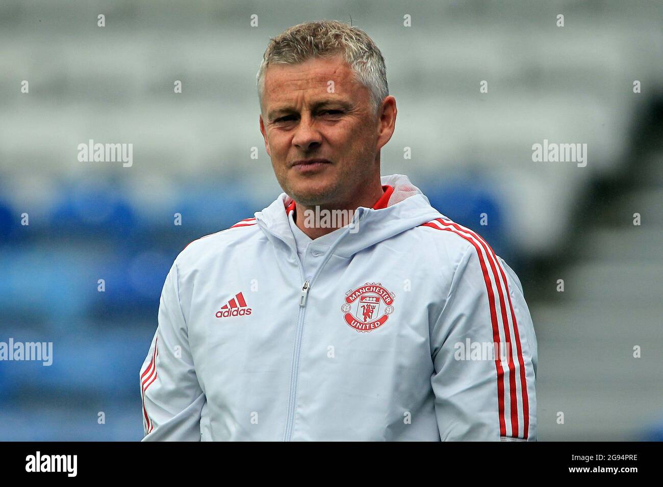 London, UK. 24th July, 2021. Manchester United Manager Ole Gunnar Solskjaer looks on. Pre-season friendly match, Queens Park Rangers v Manchester Utd at The Kiyan Prince Foundation Stadium, Loftus Road in London on Saturday 24th July 2021. this image may only be used for Editorial purposes. Editorial use only, license required for commercial use. No use in betting, games or a single club/league/player publications. pic by Steffan Bowen/Andrew Orchard sports photography/Alamy Live news Credit: Andrew Orchard sports photography/Alamy Live News Stock Photo