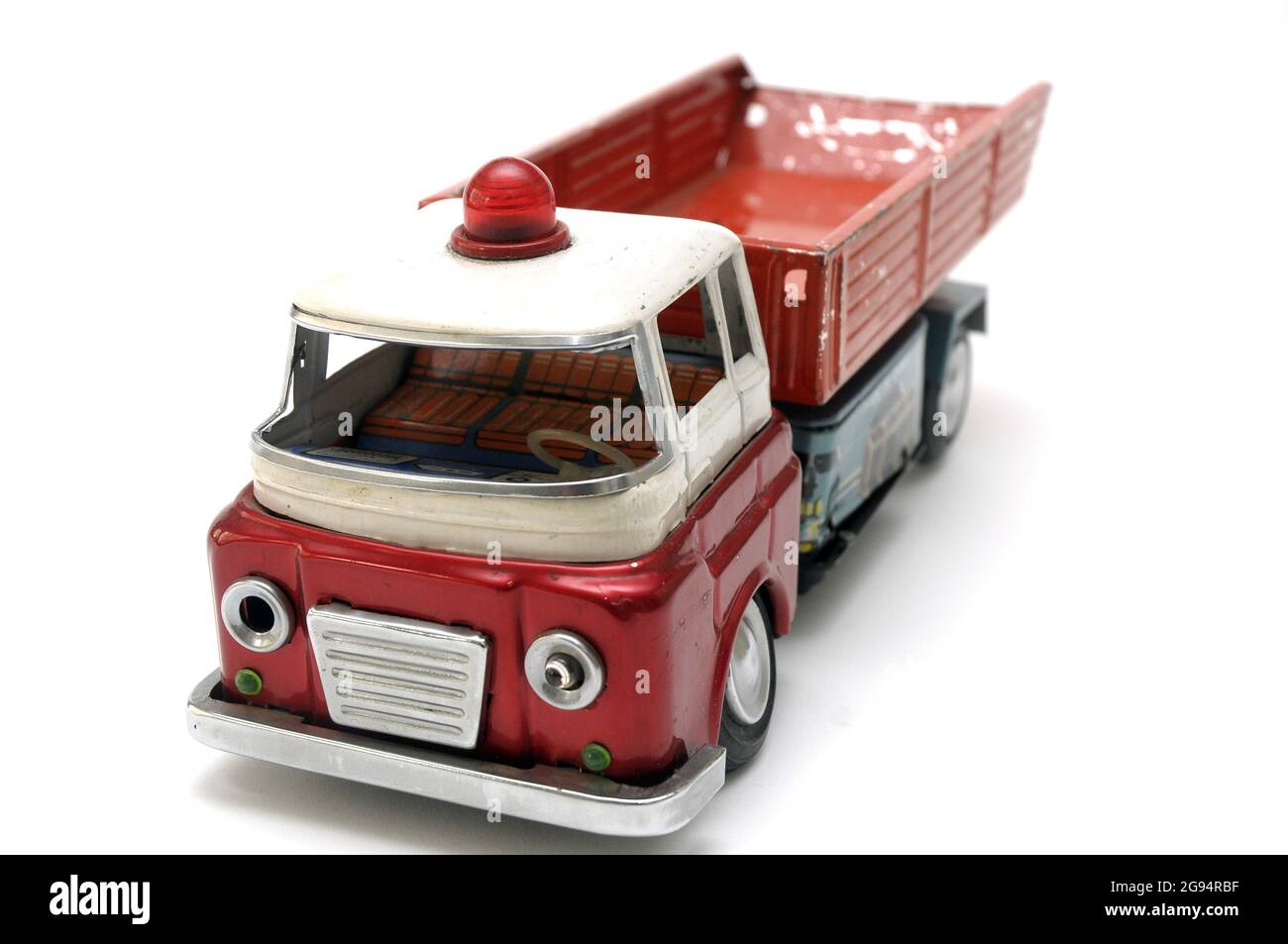 old tin truck toy lithographed, made in China Stock Photo