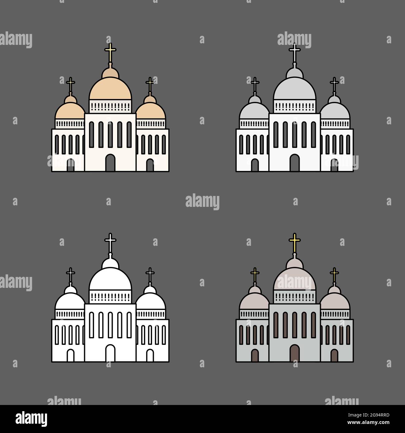 Set of Church icon isolated on dark background. Vector illustration for ...