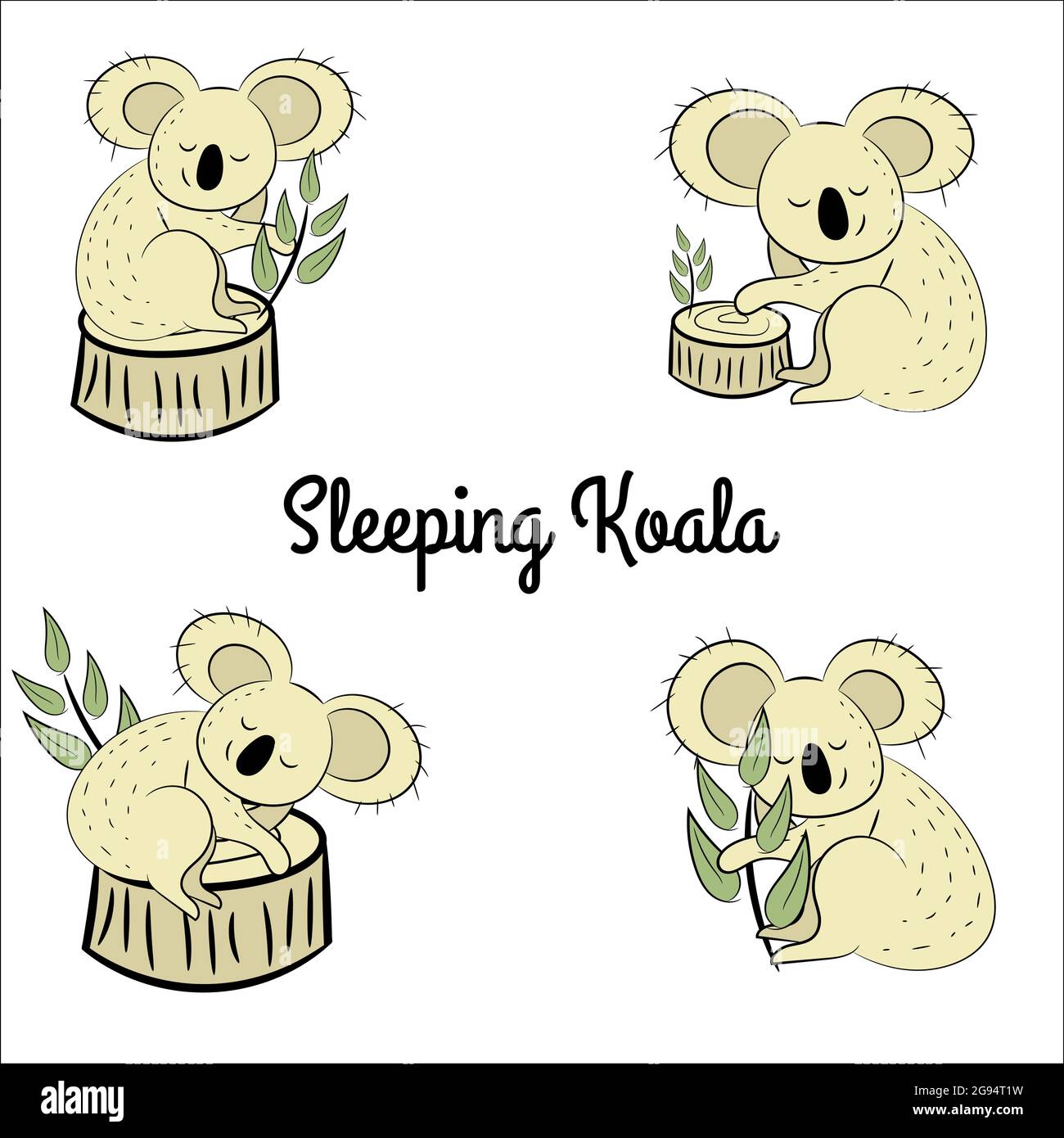Simple and cute koala clip art illustration - Stock