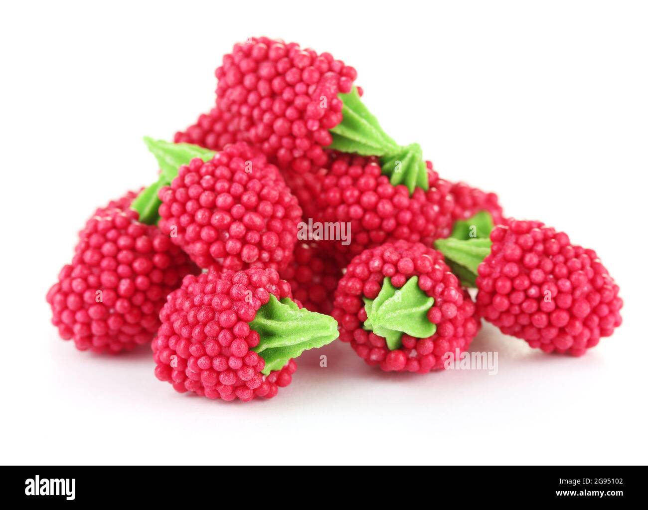 red candy raspberries isolated on white Stock Photo - Alamy