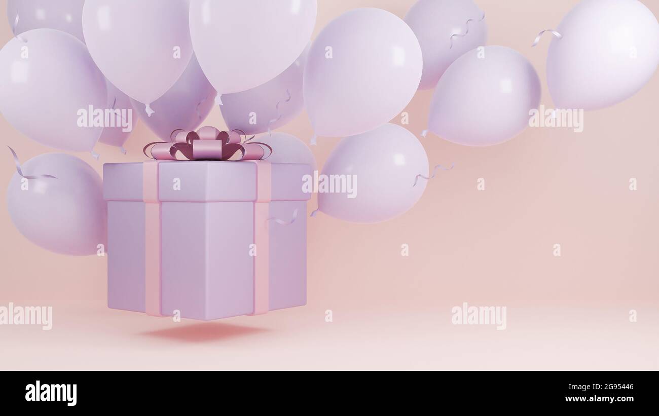 3d Purple Gift Box With Pastel Ribbon Bow Isolated On A Light Background 3d  Render Flying