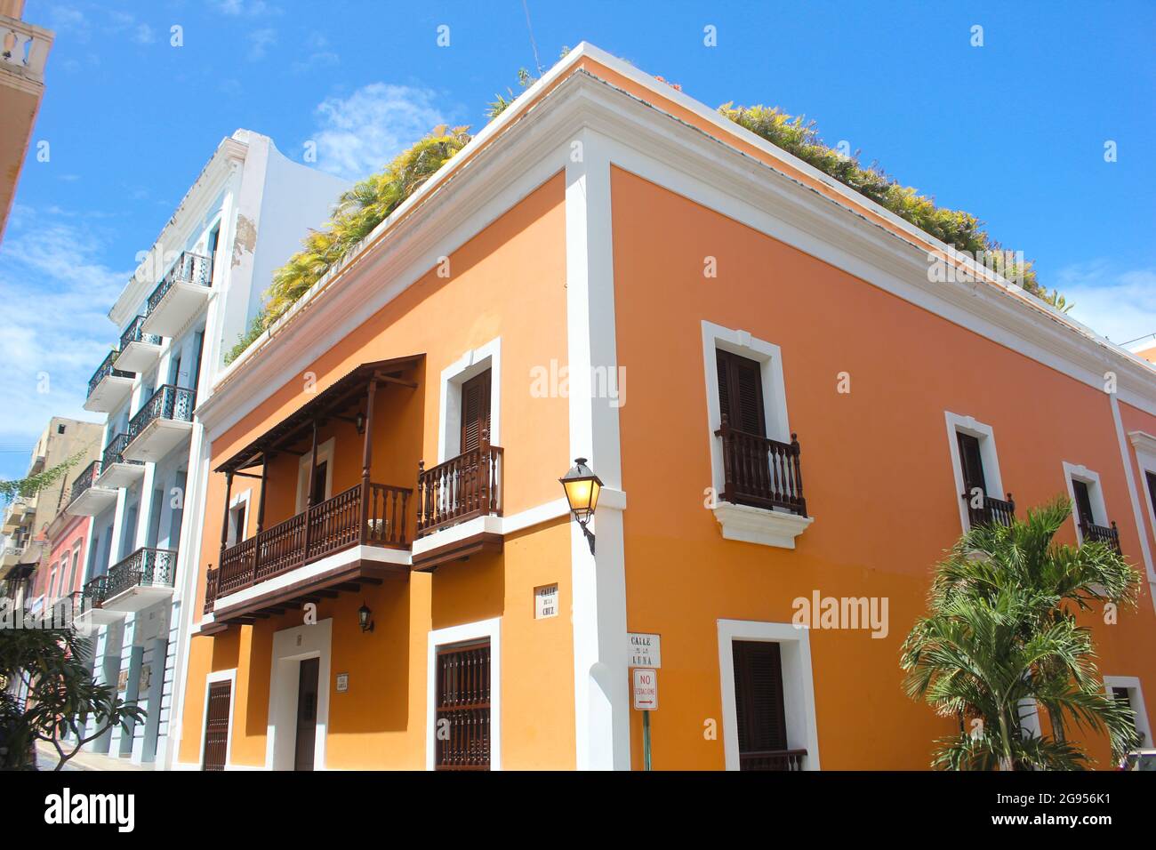 Colorful houses line a street in Old San Juan, Puerto Rico Stock Photo ...