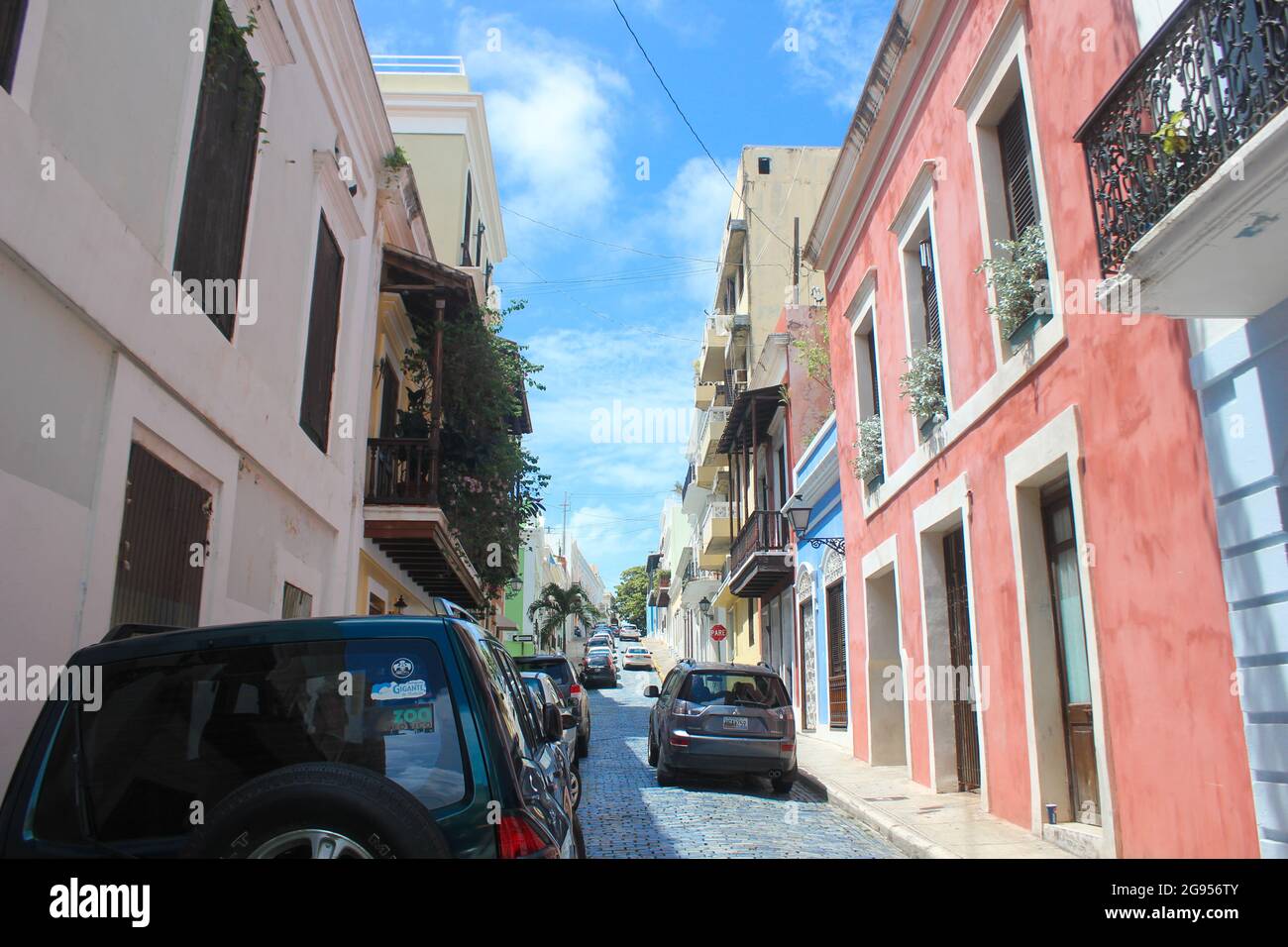 Colorful houses line a street in Old San Juan, Puerto Rico Stock Photo ...