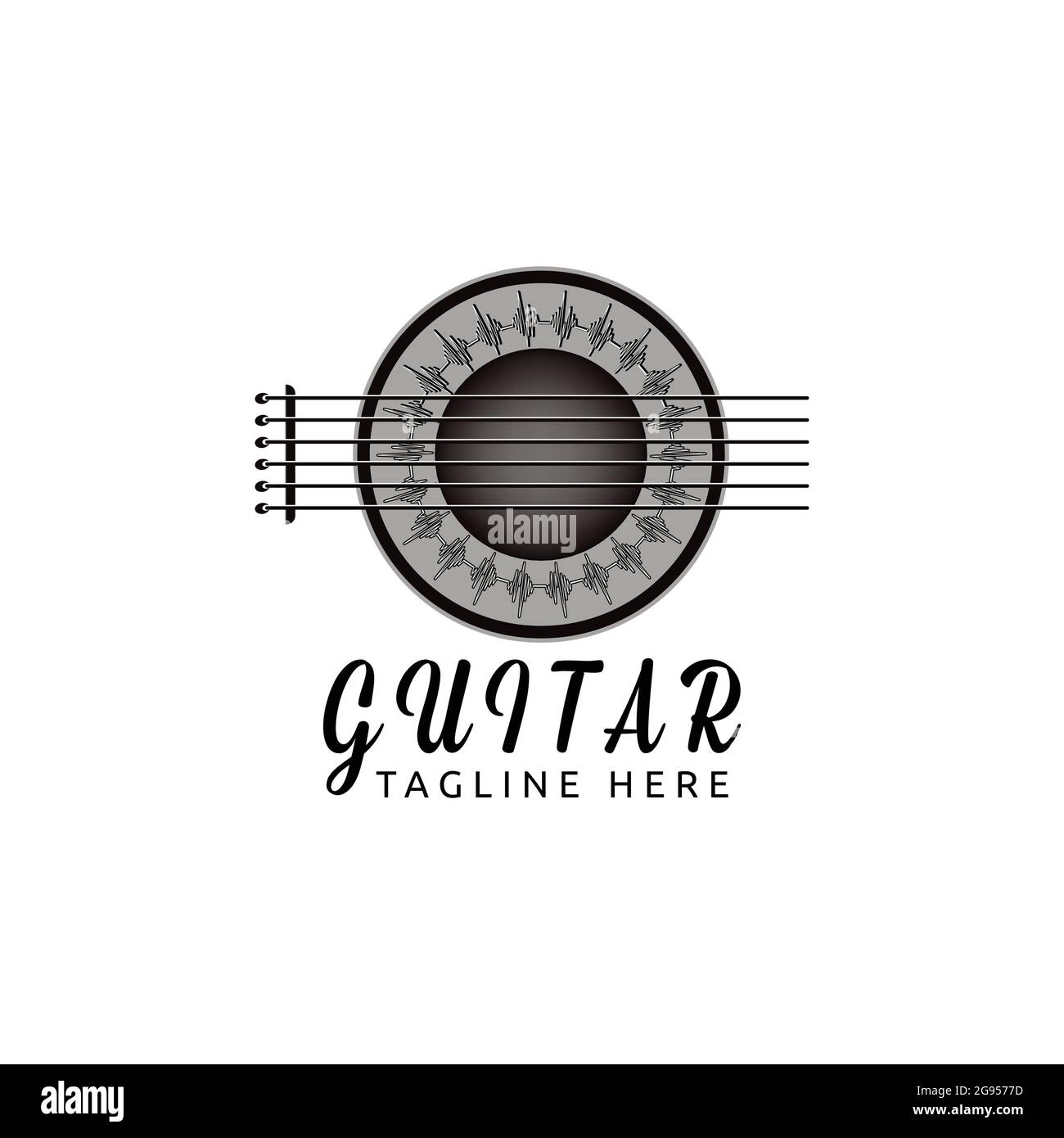 Acoustic Guitar Minimalist Logo Design Vector Graphic Stock Vector