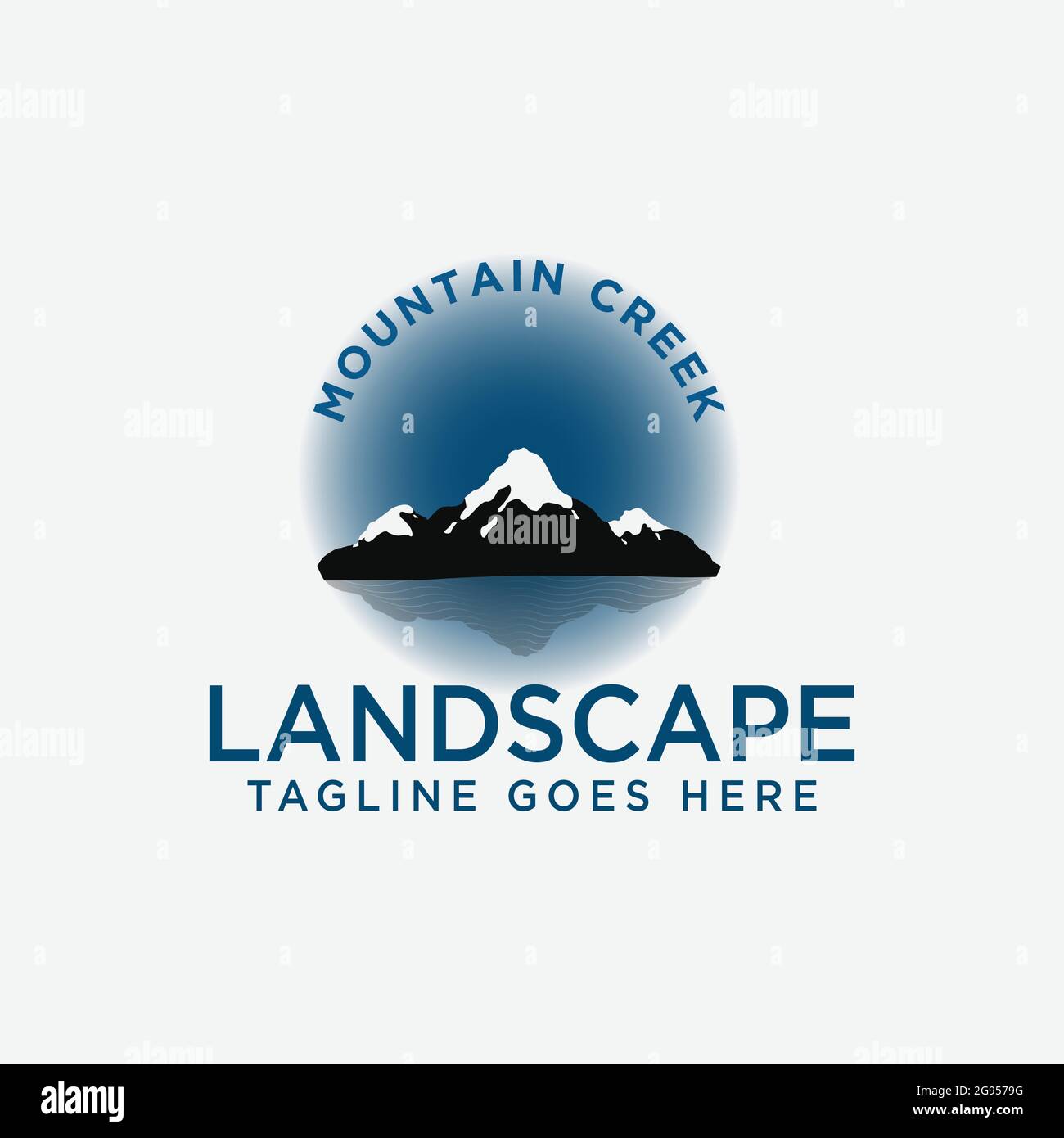 Mountain peaks river minimalist landscape hills logo design Stock Vector