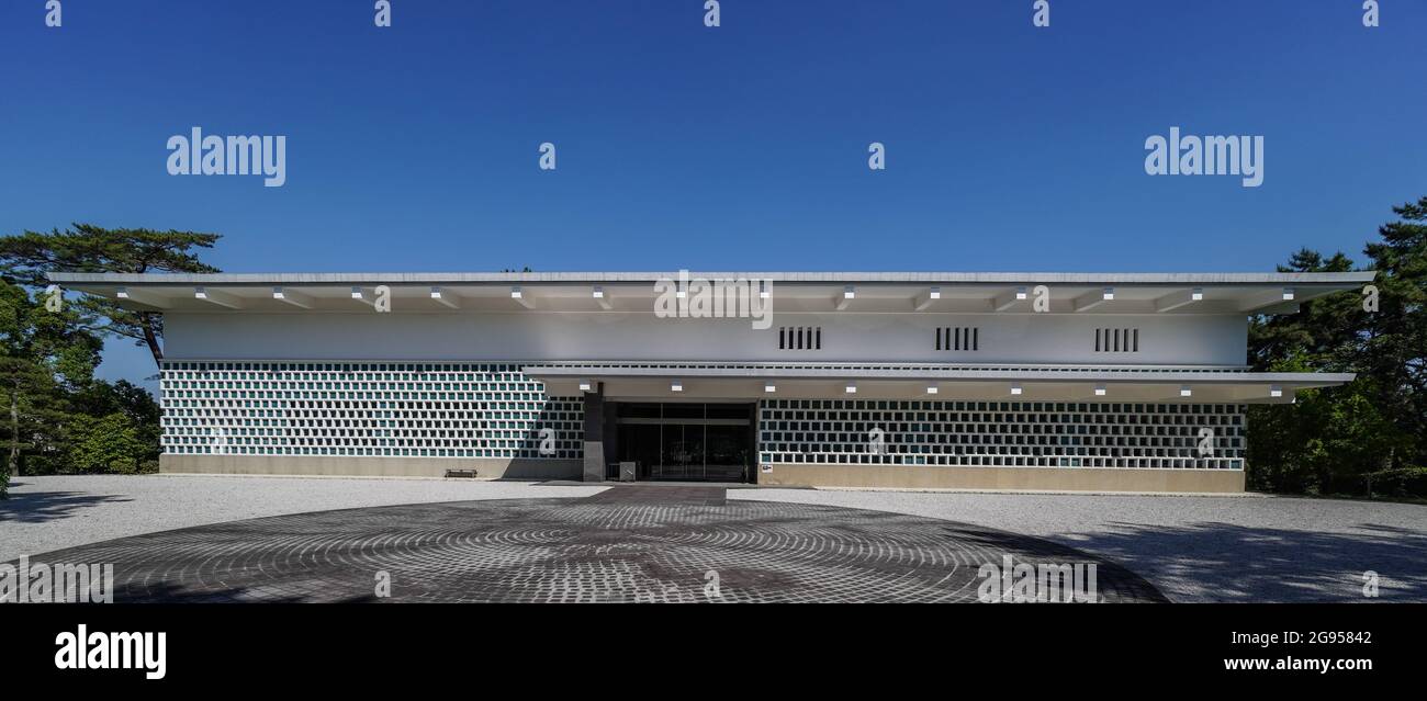 The Museum of Japanese Art Yamato Bunkakan, Exhibition Hall, modern architecture building designed by Japanese architect Yoshida Isoya in Nara, Japan Stock Photo