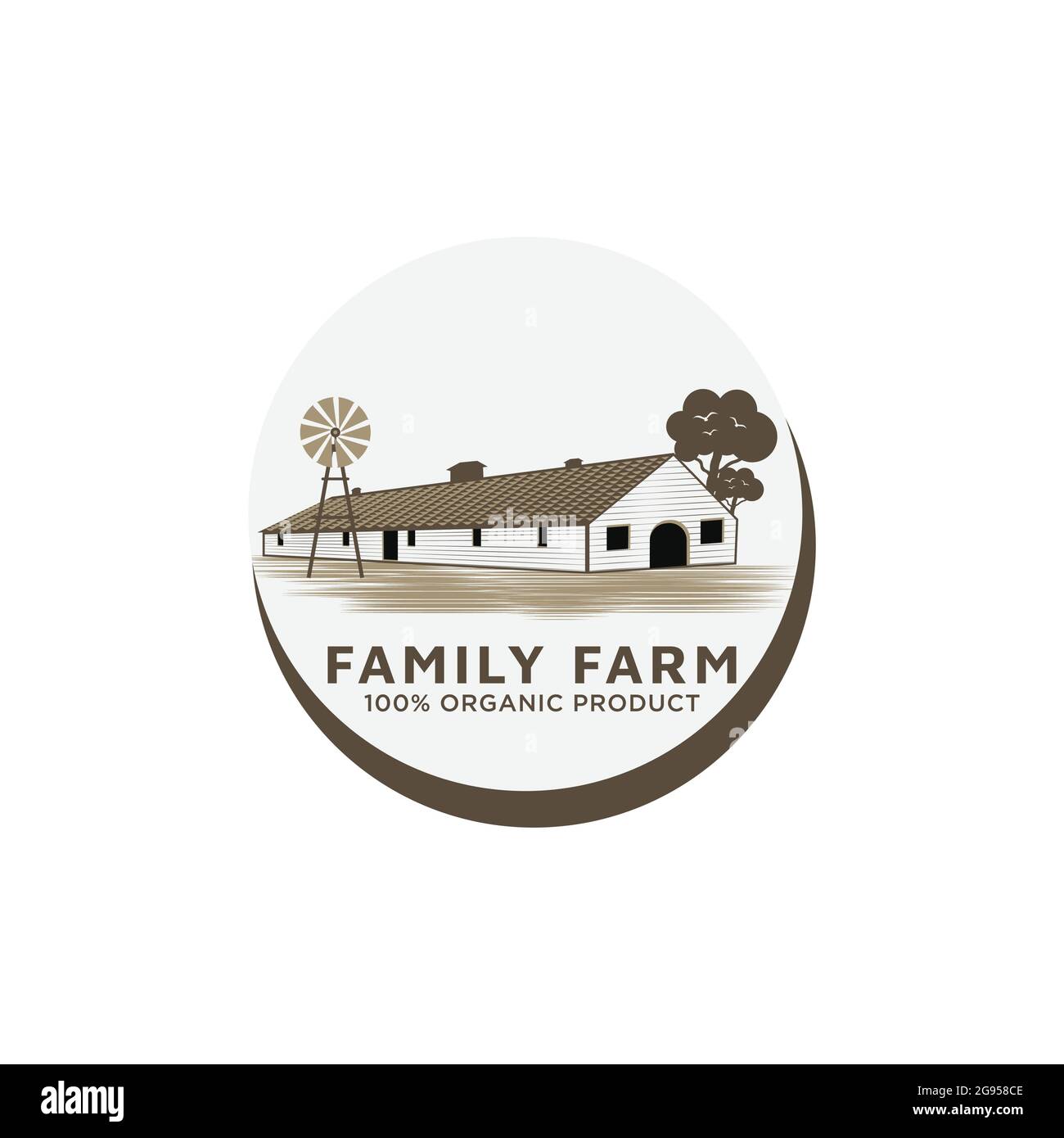 Wood Barn Farmhouse. Minimalist Vintage Retro Logo design Stock Vector