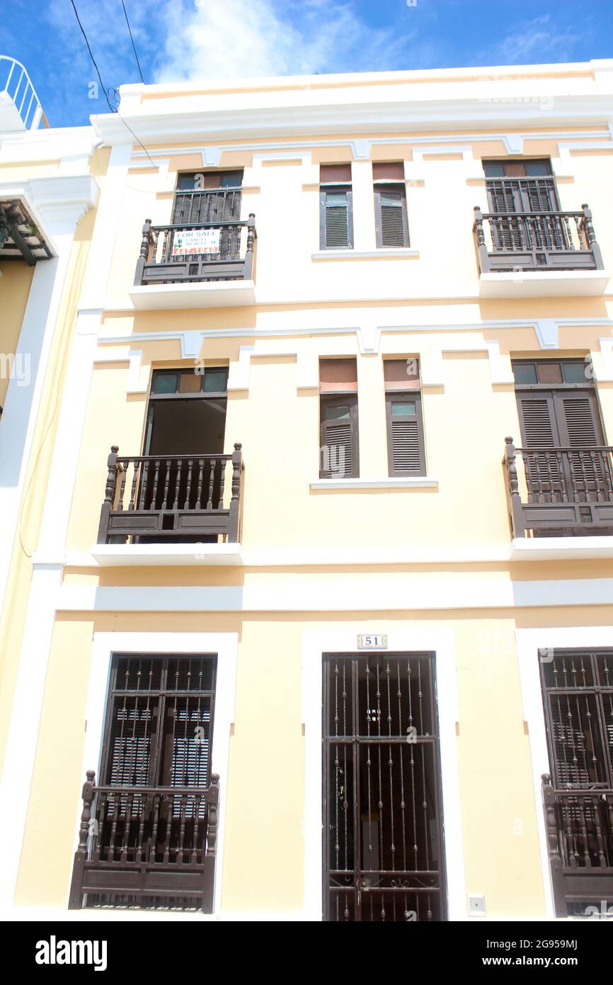 Colorful houses line a street in Old San Juan, Puerto Rico Stock Photo ...
