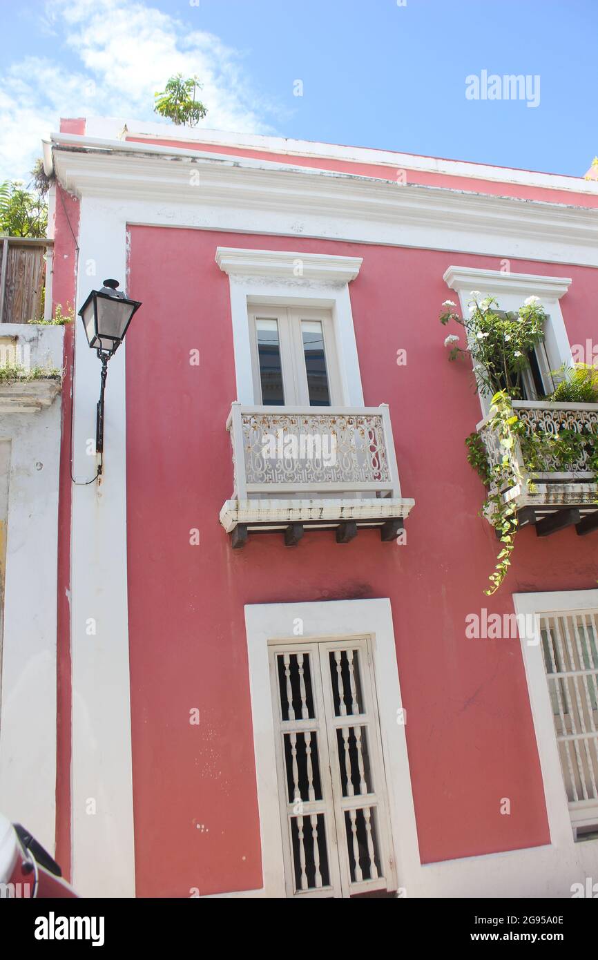 Colorful houses line a street in Old San Juan, Puerto Rico Stock Photo ...