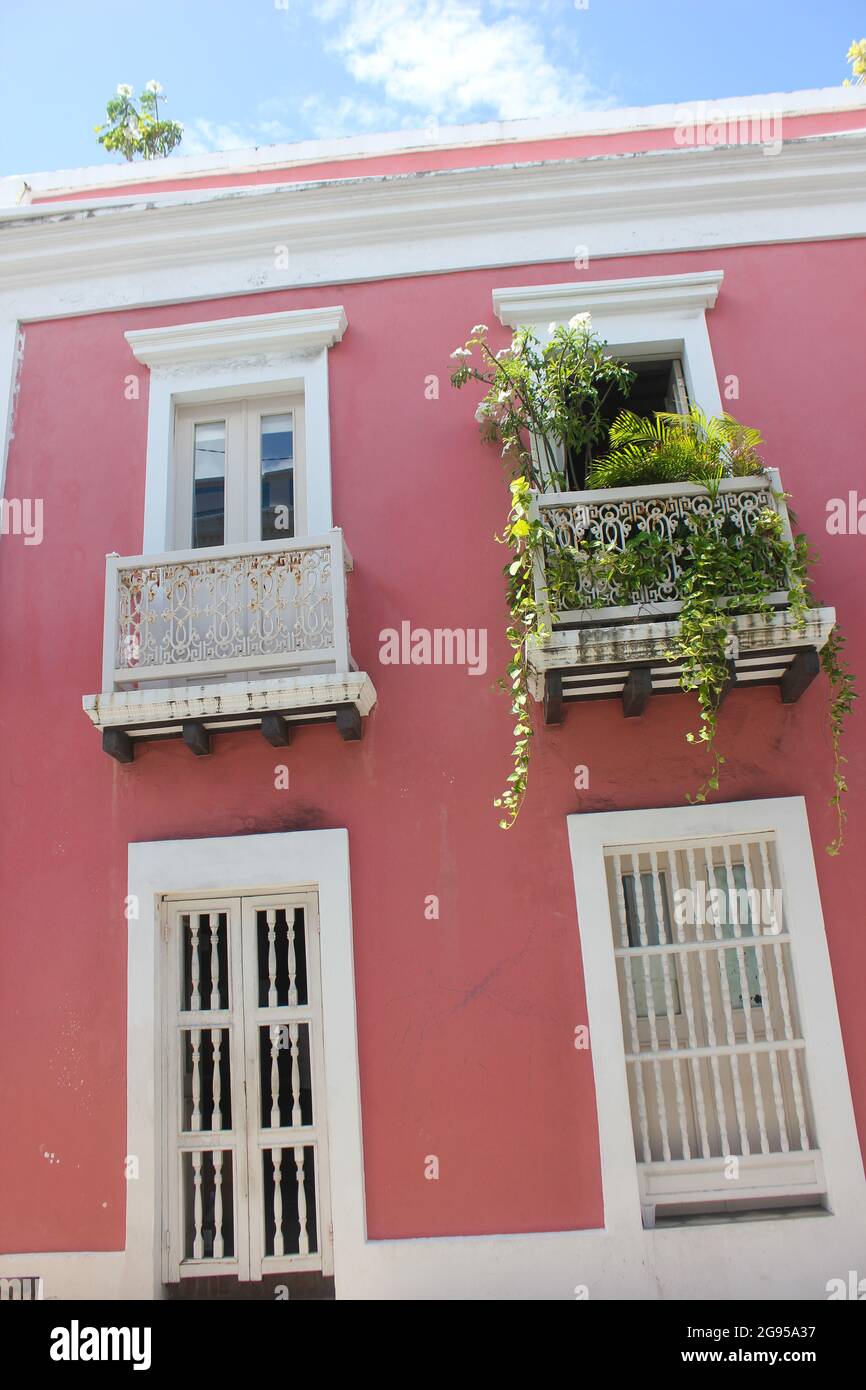 Colorful houses line a street in Old San Juan, Puerto Rico Stock Photo ...