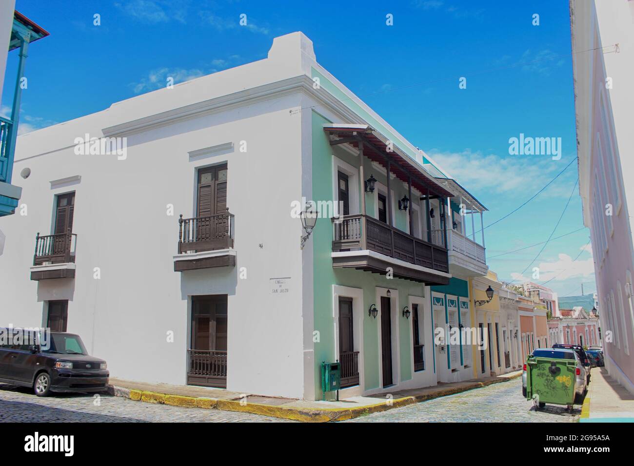 Colorful houses line a street in Old San Juan, Puerto Rico Stock Photo ...