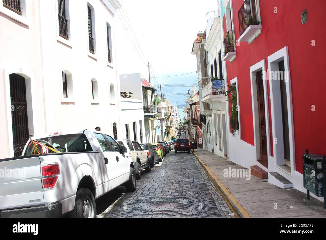 Colorful houses line a street in Old San Juan, Puerto Rico Stock Photo ...
