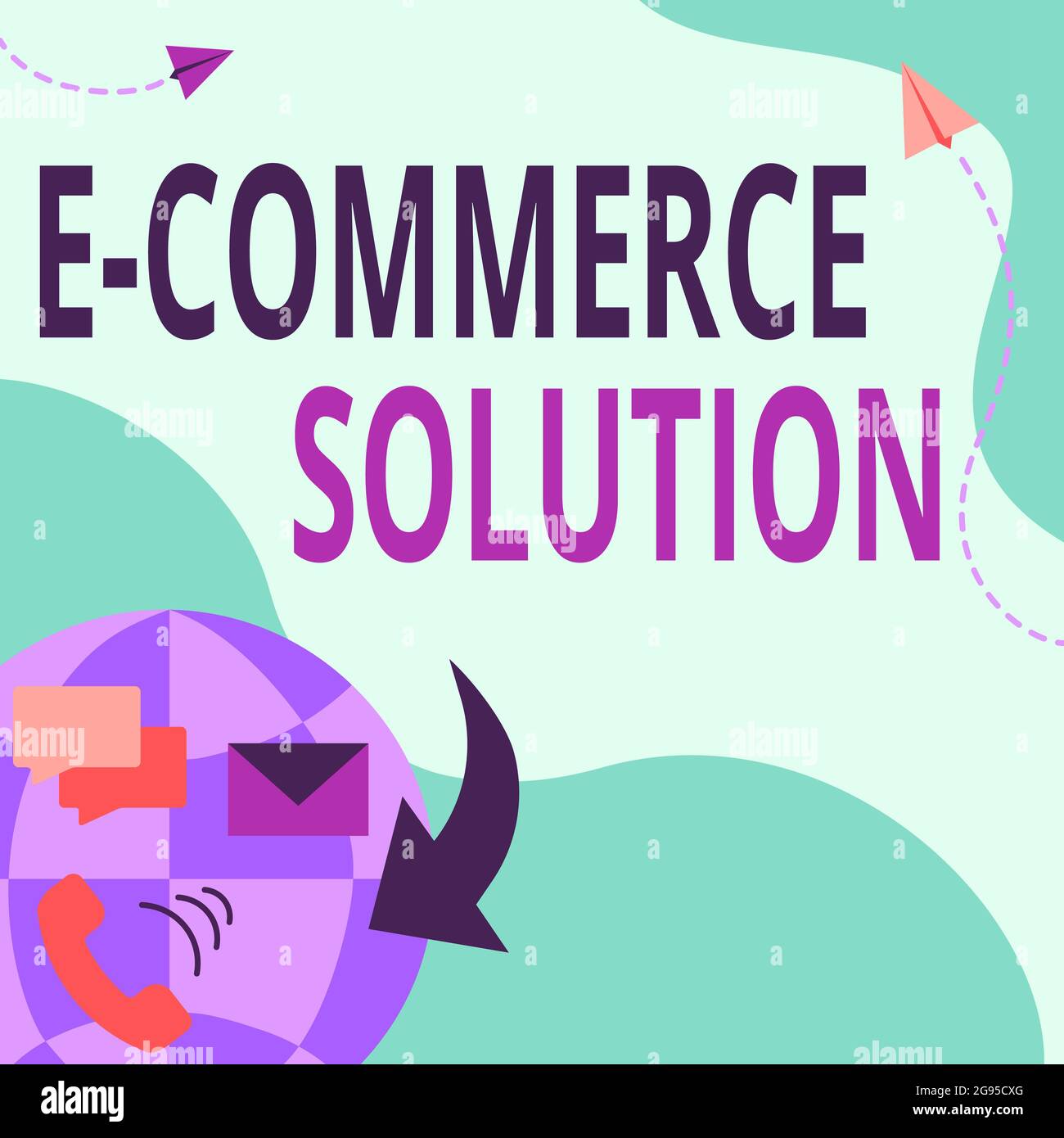Conceptual Caption E Commerce Solution Concept Meaning Software Used By Business In Selling Products Online Internet Network Drawing With Colorful Stock Photo Alamy