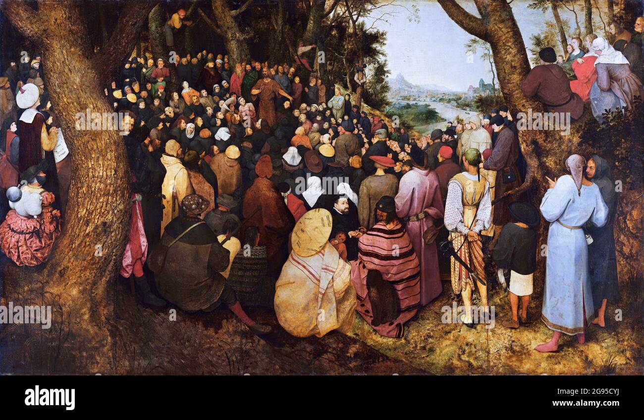 The Sermon of Saint John the Baptist by Pieter Bruegel the Elder (c. 1525/30-1569), oil on wood, 1566 Stock Photo