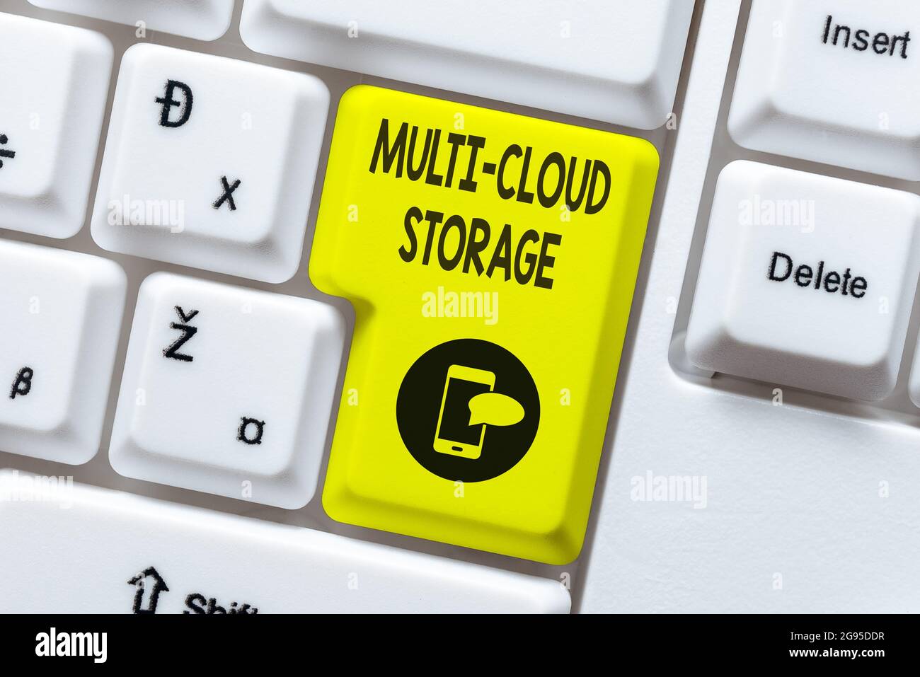 Text caption presenting Multi Cloud Storage. Business concept use of multiple cloud computing and storage services Typewriting End User License Stock Photo