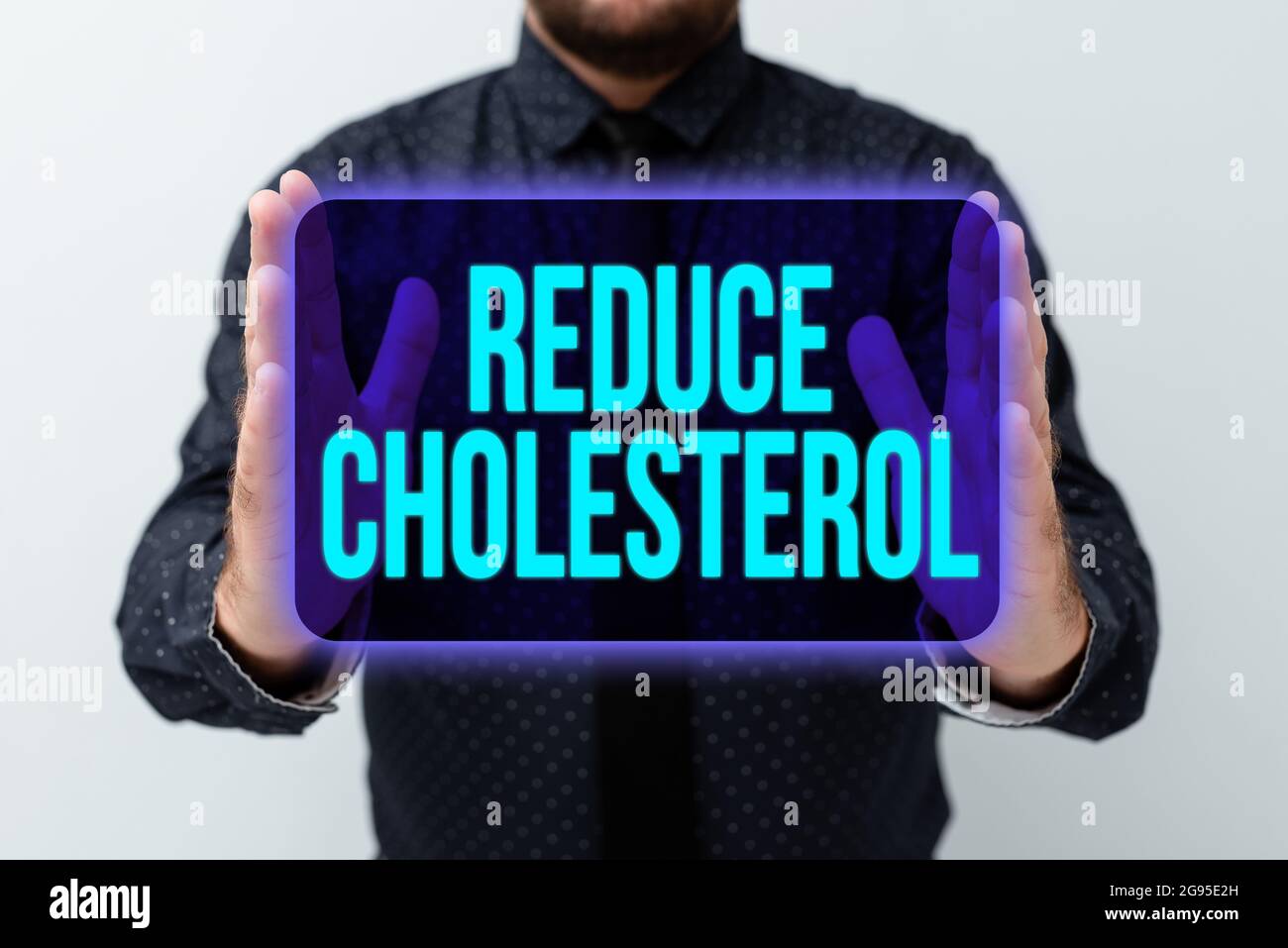 Text caption presenting Reduce Cholesterol. Conceptual photo lessen the intake of saturated fats in the diet Presenting New Plans And Ideas Stock Photo