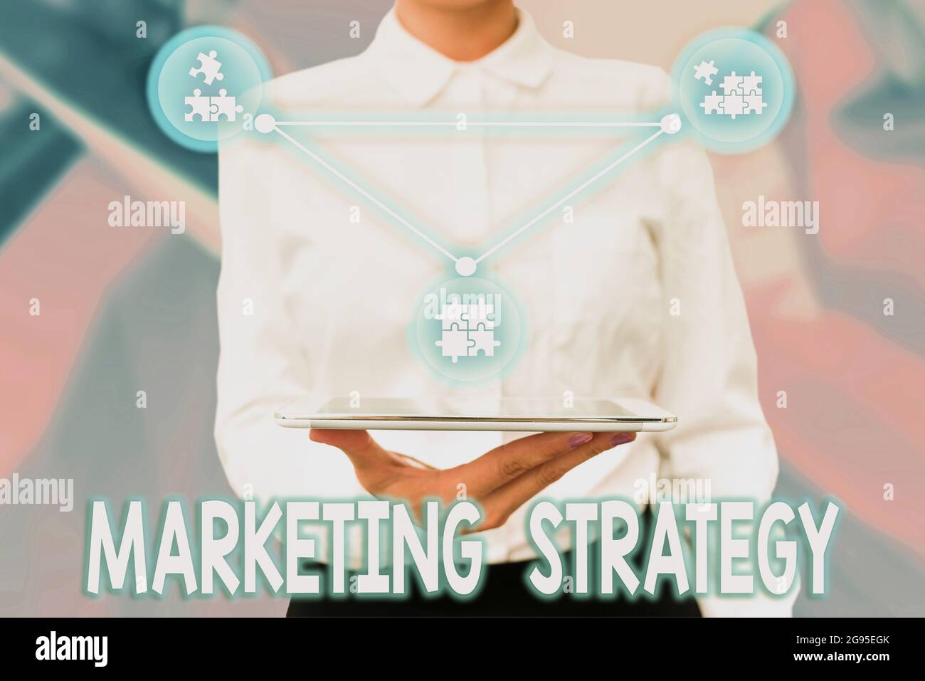 Conceptual display Marketing Strategy. Business idea plan of action