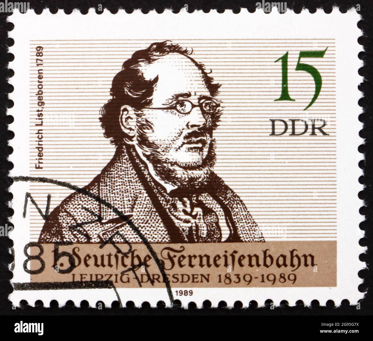 GDR - CIRCA 1989: a stamp printed in GDR shows Friedrich List ...